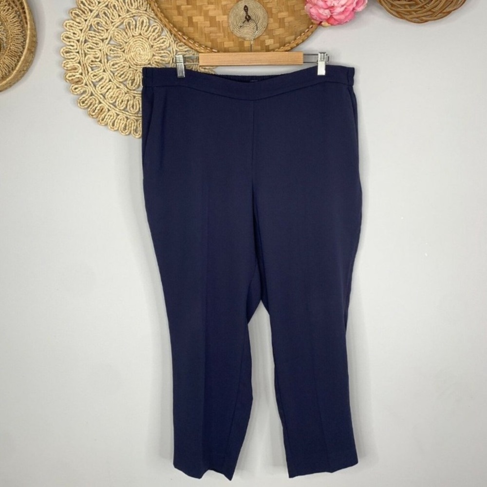 J. Crew Jamie Pants Women's 18 Blue Elastic Waist Pull Ankle Length Work Office
